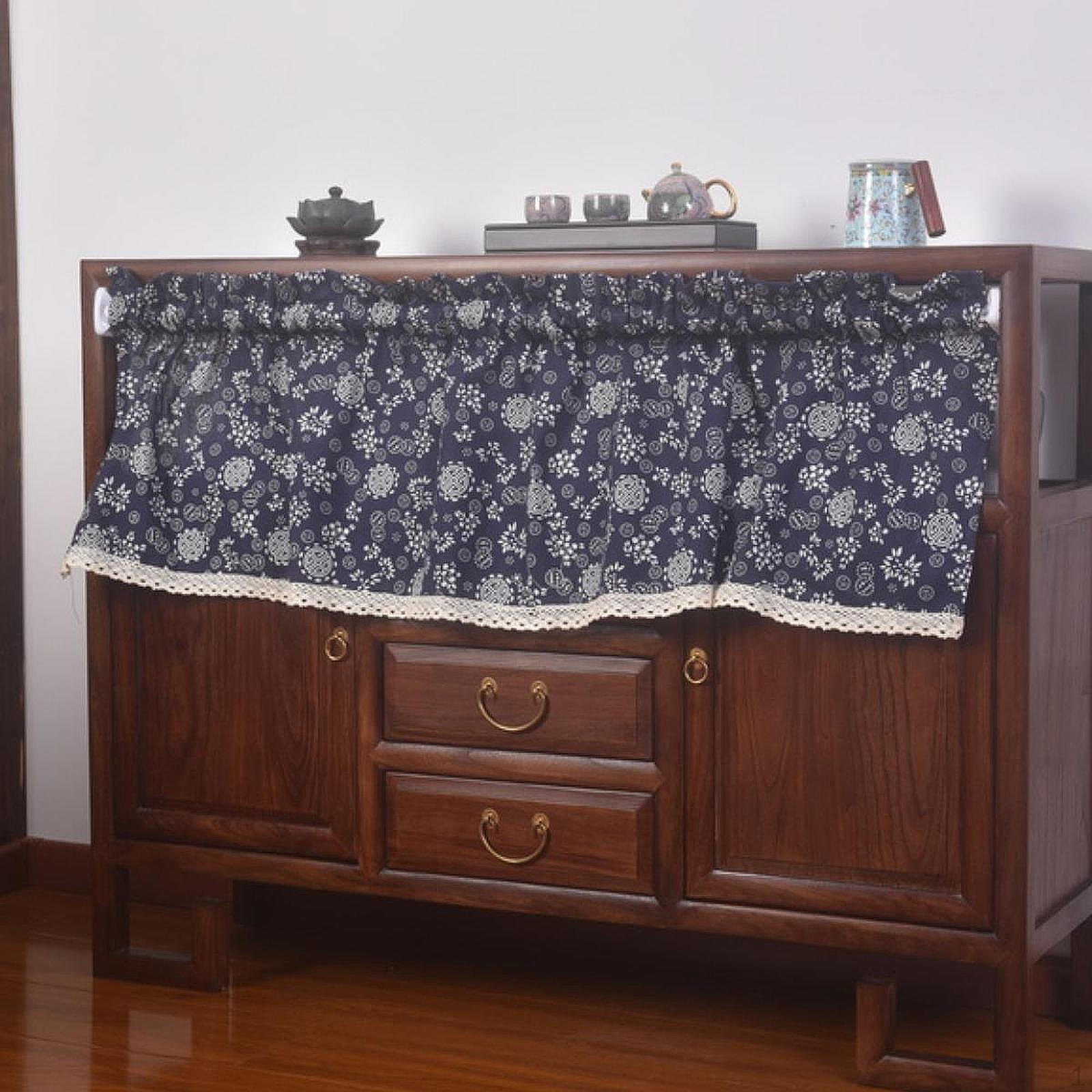 

Декоративный карниз для штор 54 x 24 с коротким окном, винтажный для кухни и прачечной Navy Blue