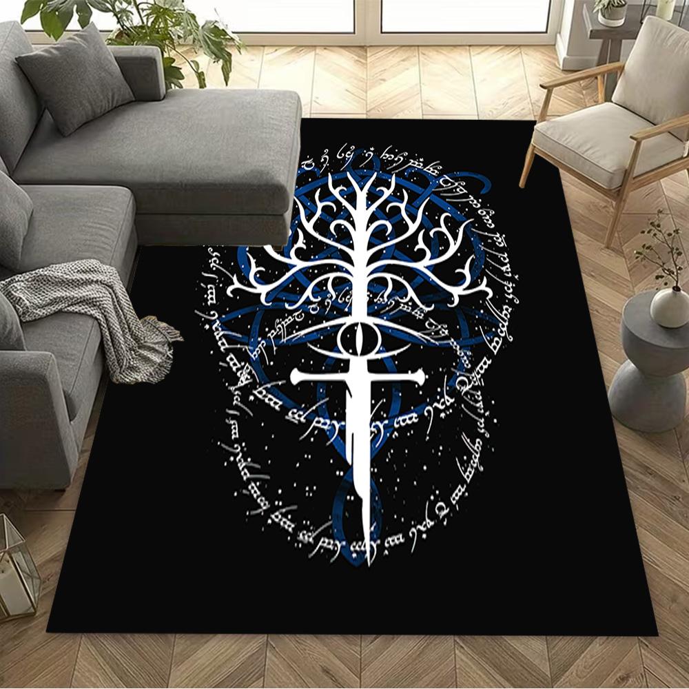 Lord Rings Symbol Carpet Design for Hallway Balcony Entryway Playrooms Antislip Carpet Office Home Decor Wedding Party Gift