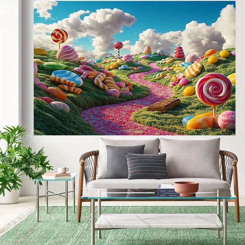 Candy Wonderland Party Background Cloth - Candy Mountain Theme with Lollipops  No Need for Electricity  Holiday Decoration
