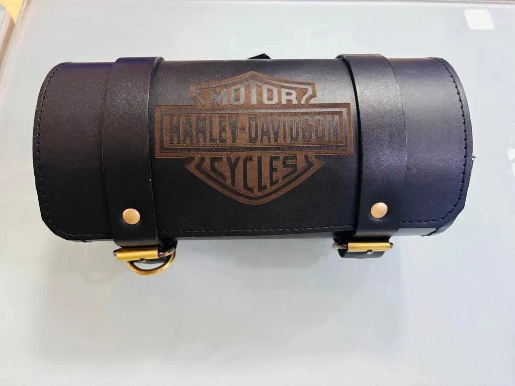 Share PURE LEATHER TOOL BAG ENGRAVED FIT FOR HARLEY DAVIDSON MOTORCYCLE IN BLA