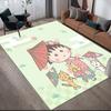 Chibi Maruko‑chan2 Flannel Pattern Square Carpet,Area Rug,Carpet Rug for Living Room Bedroom Sofa Playroom Decor,Non-slip Floor Mat