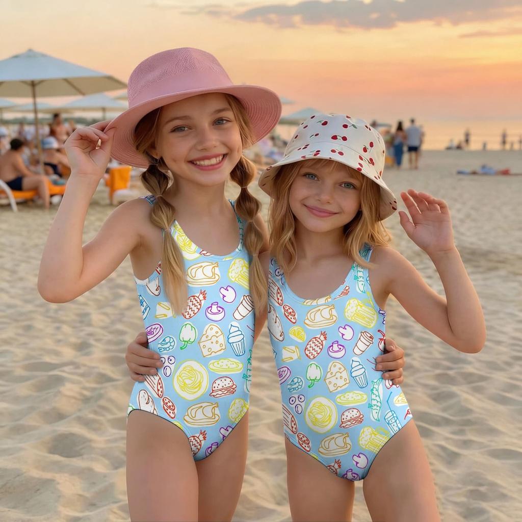 Girls One Piece Swimsuit Summer Kids Fruit Print Swimwear Toddler Bathing Suit Children Casual Beachwear for Swimming Pool