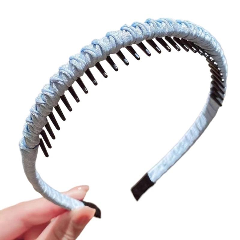 NonSlip Resin Cotton Hair Band For Women Workouts Spa Face Washing Secure Grip With Teeth Elastic Thin Headbands Multiple Color
