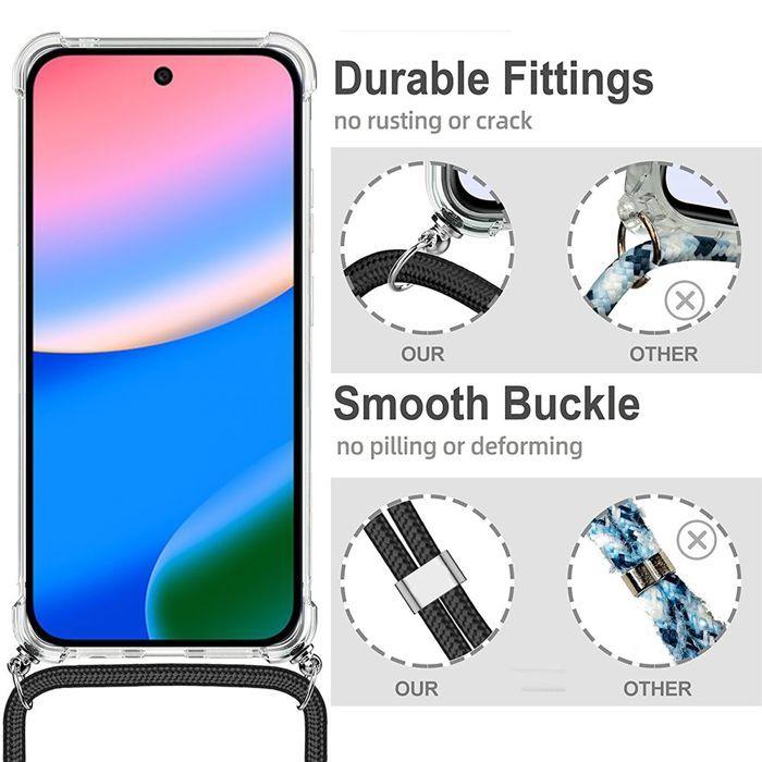 Coque pour Google Pixel 10 Pro XL, Protection Anti-Rayure Transparente TPU avec Cordon Rose