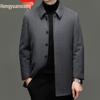 Hengyuanxiang Herren Quadratischer Kragen Mittellanger Wollmantel mit Abnehmbarem Daunenfutter - 2025 Herbst/Winter Warmer Windbreaker
