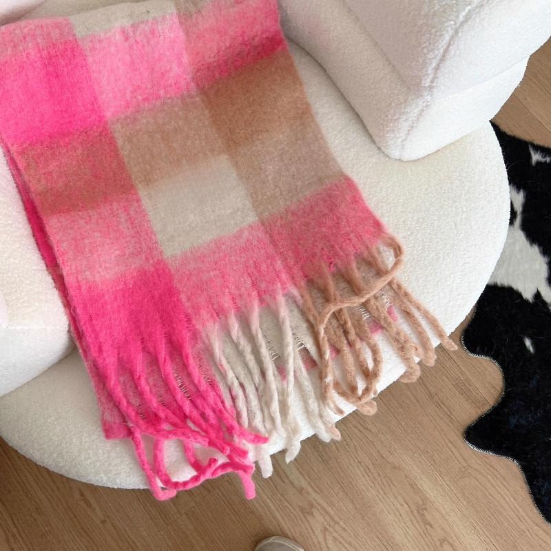 Winter Scarf For Women Luxury Cashmere Warm Rainbow Plaid Pashmina Blanket Shawl Thick Soft Bufanda Wraps Long Poncho Echarpe