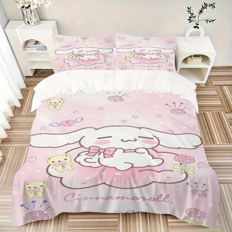 3pcs Pink Cinnamoroll Three-Piece Patterned Quilt Cover Set - Soft and Cozy Bedroom, Guest Room and Dorm Decorative Bedding 3-Piece Set 1 Quilt C