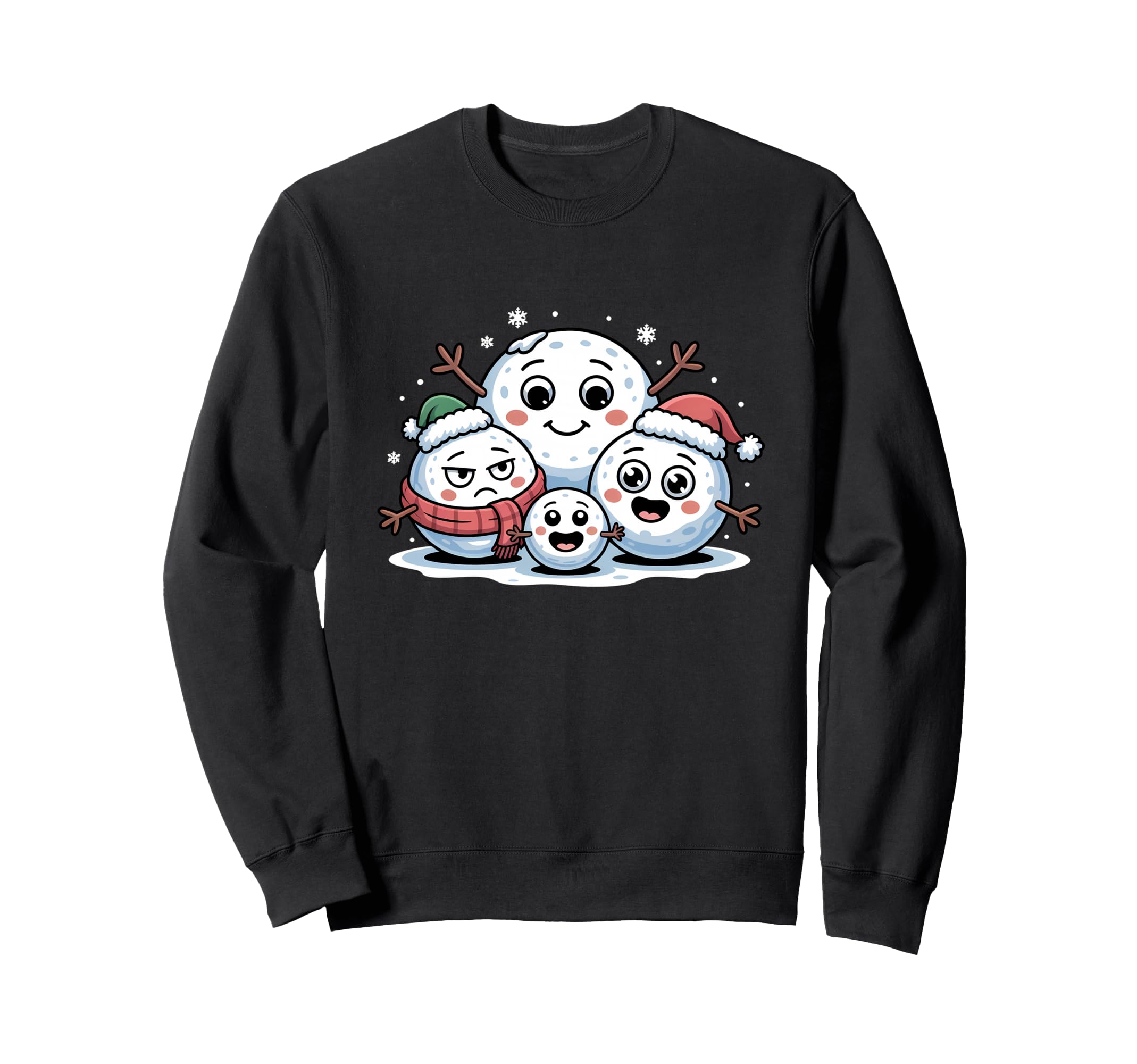 

Snowman family funny face cute Christmas winter sweatshirt чёрный