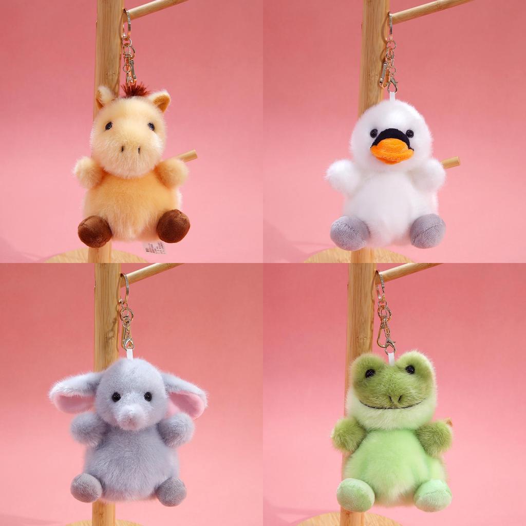Plush Bear Keychain Animal Toy Soft Polyester Hanging Decor For Kids