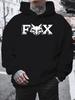 FOX Populär huvtröja med fickor för män gym fitness vardaglig moderiktig topp höst vinterkläder