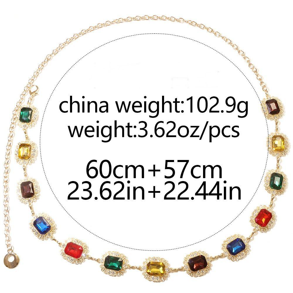 Simple Colorful Crystal Waist Chain Rhinestone Belly Belts Y2K Waistband Jeans Accessory