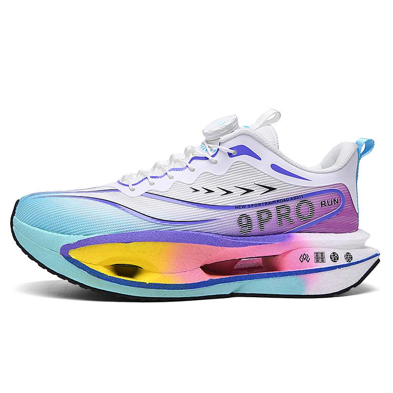 

Autumn and winter new double mesh thickened knob buckle parent-child sports shoes, real explosive carbon plate soft sole couple running shoes 44