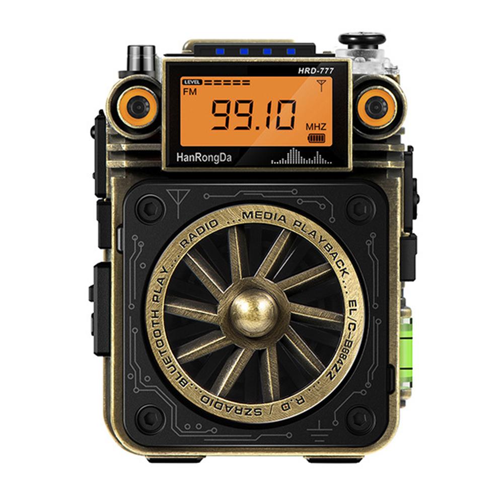 HRD-777 Full-Band Mini Radio with BT Speaker Portable AM FM Radio Creative Gyro Design Radio Emergency Radio for Indoor Outdoor