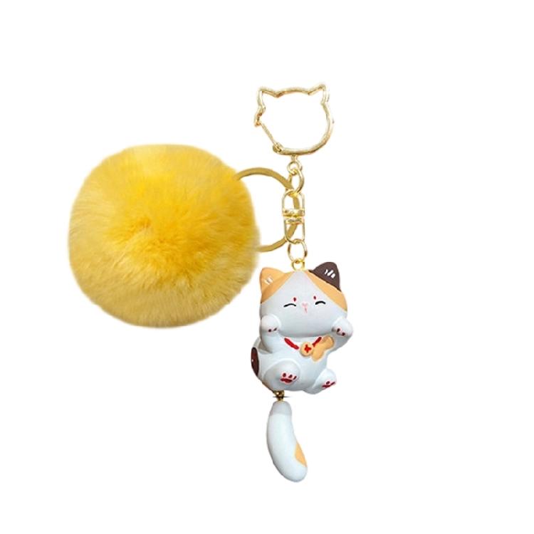 Practical Plush Cats Shape Keychain Soft Bag Hanging Pendant Plush Texture Creative Present for Children Adults Souvenir