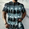 Men's Short Sleeve T-Shirt with Halloween Print Retro Texture Loose Fit Summer Streetwear Casual Top