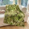 Multi-size Green and Brown Camo Pattern Blanket Flannel Material Soft Warm for All Seasons, Home Outdoor Camping Picnics RV