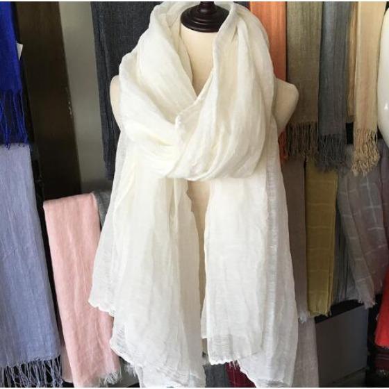 100% Linen Big Size Solid Color Super Large Size Shawl Plant Dyed Pashmina Long Linen Summer Scarves