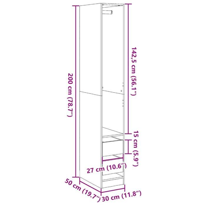 VidaXL Wardrobe Sonoma Oak 30x50x200 Cm Engineered Wood 3307740