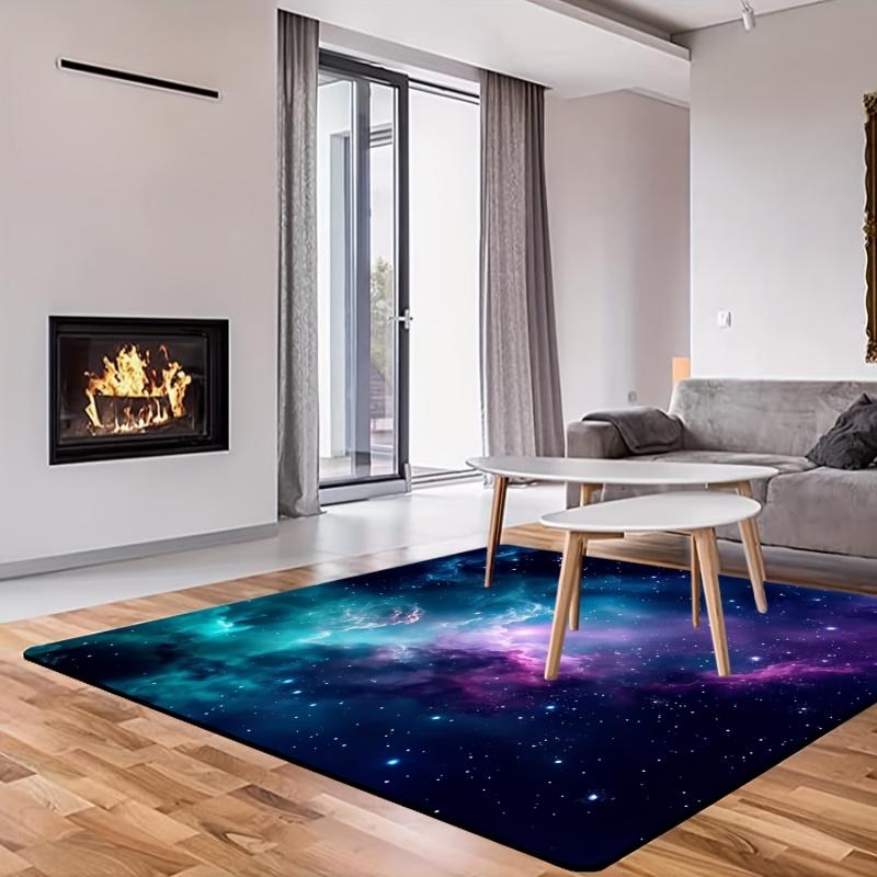 VIKAMA Flannel Starry Sky Pattern Comfort Rug Non-Slip And Machine Washable Living Room And Bedroom Rug Home Decor