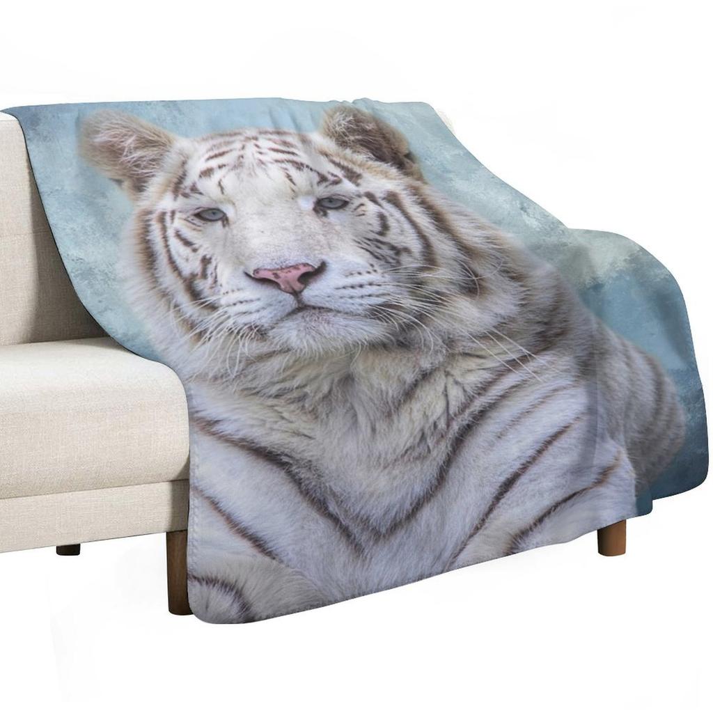 White Bengal Tiger Throw Blanket Cozy Throw Blanket for Bed Sofa Chair