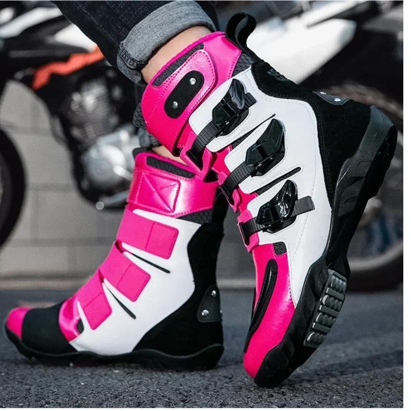 Motorcycle Boots Men Motorcycle Riding Shoes Ankle Shoes Gear Shifting Pads Ultrafine Fiber Upper Motorcyclist Boots Size 37-47