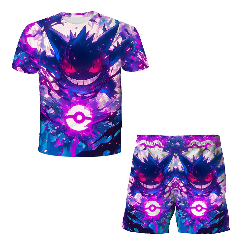 

2025 MINISO Дитяча футболка+шорти Набір Аніме Мультфільм Пікачу Топ Шорти Набір з двох предметів Літній Повсякденний одяг Подарунок Милий набір з Пікачу Дитяча футболка 150