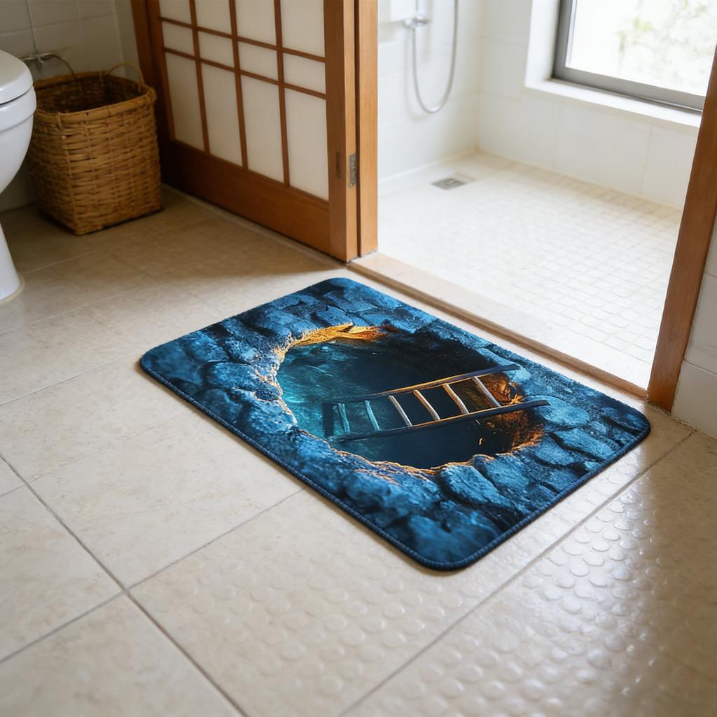 Front Door Mat Indoor Outdoor Entrance, 3D Optical All,Weather Doormat, Optical Rug Ground Crack Rug 3D Rugs, Easy Clean Patio Porch