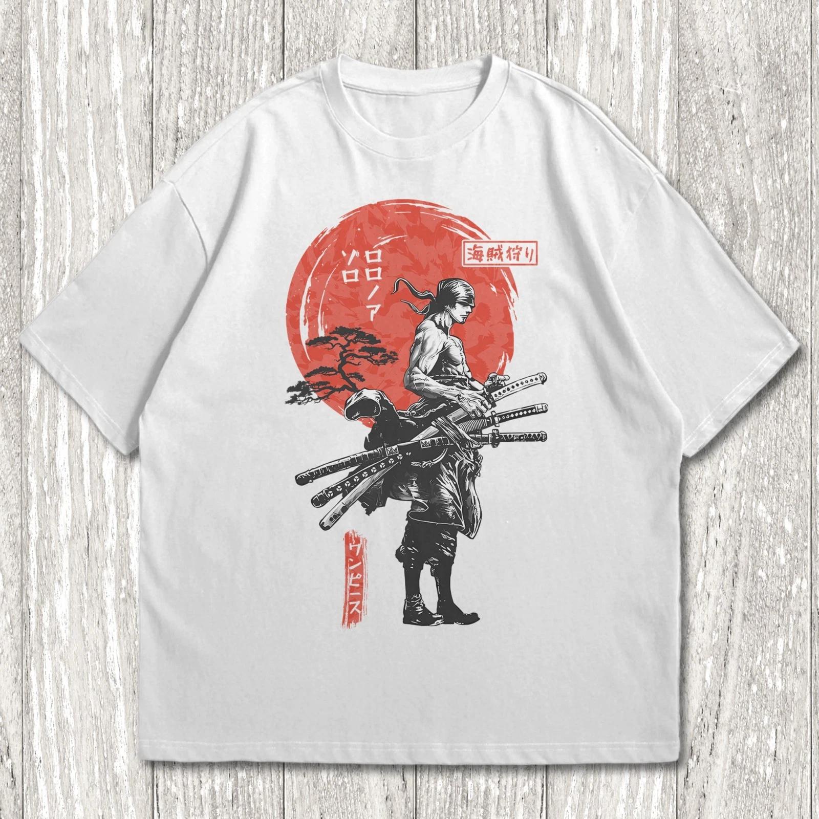 

EXCLUSIVE One Piece Roronoa Zoro Japanese Style Authentic Anime 100% Cotton T-shirt Mens Tees Top 3XL