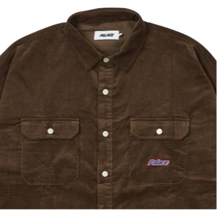 Palace Drop Shoulder Cord Shirt Nice Brown Unisex Tops P25SHT037