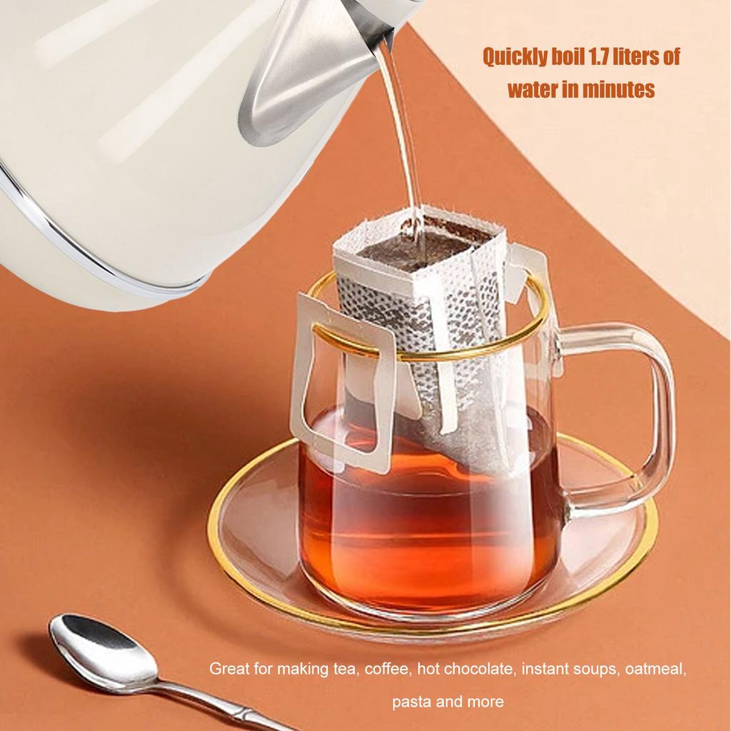 1.7L Electric Kettle Retro Wood Grain Dry Boil   Home Electric Kettle with Temperature Display