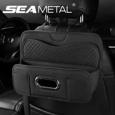 Organizér na zadní sedadlo auta PU kůže Kapesníky Držák na vodu Kapsy na telefon Auto Interiér Úklid