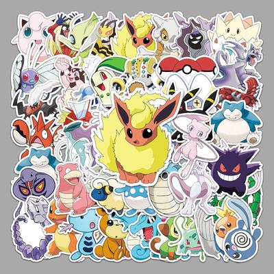 50 Pegatinas de Dibujos Animados de Anime Graffiti de Pokémon para Patinetas, Coches, Vasos de Agua y Maletas de Bricolaje