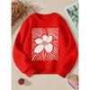 European Sizes Kids' Crewneck Sweatshirt - Floral Pattern with Radiating Lines , Sportswear And Casual Wear, Soft And Comfortable