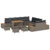 Ensemble de canapé de jardin vidaXL 14 pièces avec coussins Gris Poly Rattan Acacia, Ensemble de salle à manger de jardin 3362983