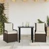 VidaXL Ensemble à manger de jardin 3 pcs et coussins marron poly rotin 3262978