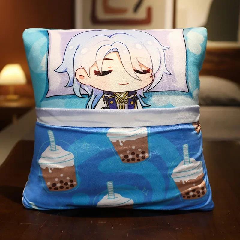 36x27cm Genshin Impact Plush Toy Kawaii throw pillow plush Tiwat Zoo Yae Miko Tartaglia Thoma Ganyu Diluc Plush Pillow Cartoon