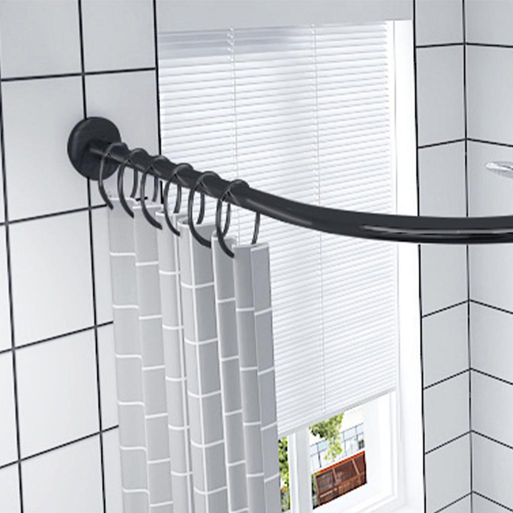 Curved Shower Curtain Rod Extendable Wall Mount Stainless Steel Corner Curtain Rod for Bathroom