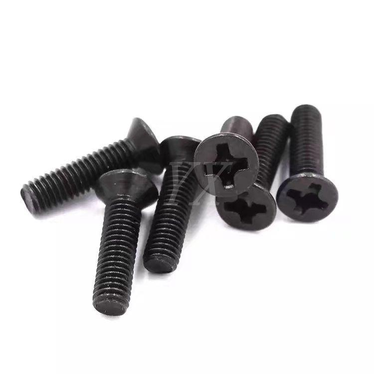 Blackened Countersunk Phillips Head Machine Screws - Miniature Flat Head for Electronics