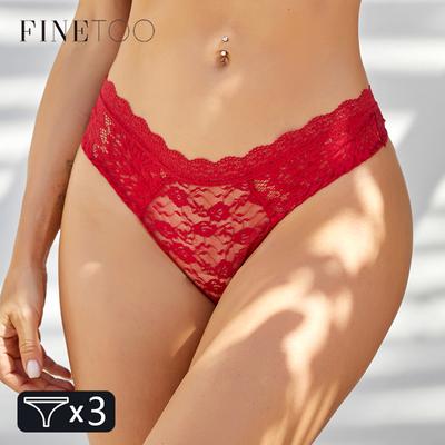 3Pcs/set Lace Thongs Women S-XL Sexy G-string Trendy Floral Low Waist T-Back Panties Ladies Bikini Underwear Lingerie
