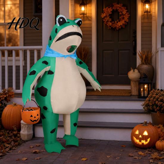 Costume Gonfiabile Rana Gonfiaggio Rapido per Adulti Tuta Gonfiabile con Soffiatore a Batteria Cartone Animato Verde Outfit Halloween Cosplay Festa