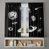 2pc Cosmic black and white planet star pattern curtains   polyester fabric machine washable   suitable for bedroom and living room