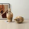 Ceramic Vase Checkered Color-blocked Geometric Handle Pot Ceramic Bottle Flower Vase Home Decoration Accessories