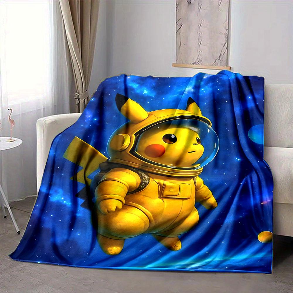 1pc Pikachu Astronaut Blanket Lightweight Flannel Blanket Throw Blanket For Sofa, Bed, Travel, Camping, Livingroom, Office, Couch