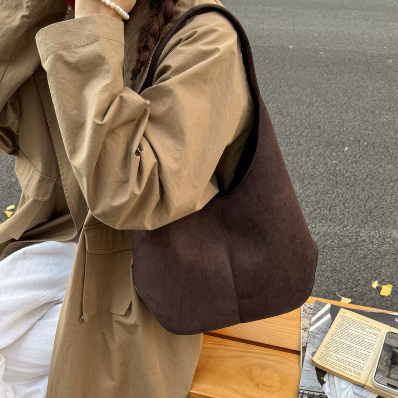 Bags Women's 2025 New Trendy Autumn and Winter Premium Retro Suede Shoulder Bag Lazy Commuter Tote Bag