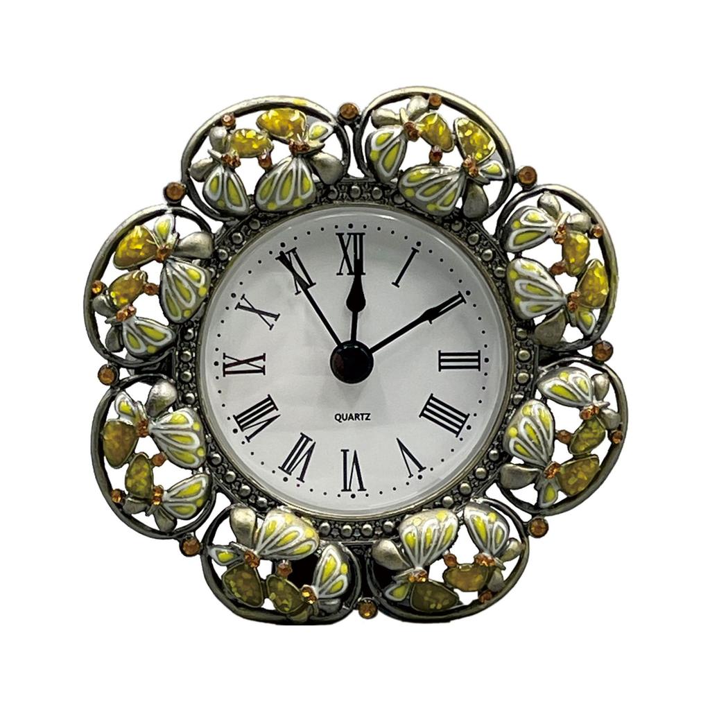 Decorative Mini Table Clock Enamel Color Clock Simple Clock Living Room Decoration Retro Metal Clock