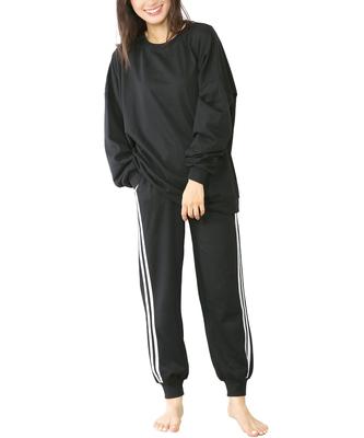 ON NISHIKI Sweatshirt Lång Mini Fleece Lång Loungewear Damset, Ärm, 35% Bomull, Foder, Vår/Höst Pyjamas, Byxor, (Svart/S/77321)