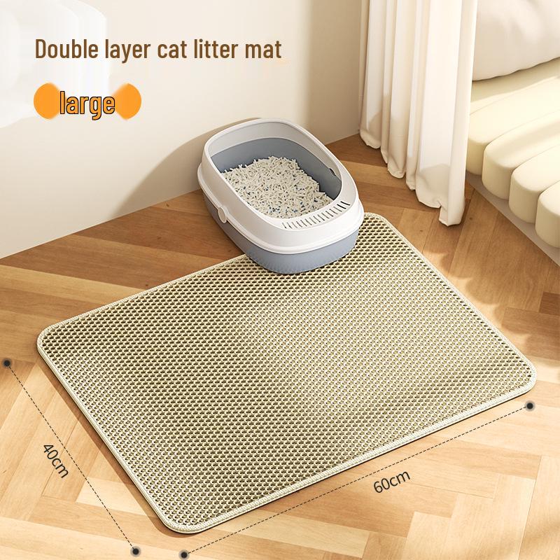 Extra-Large Double-Layer Anti-Splash Cat Litter Mat with Velcro