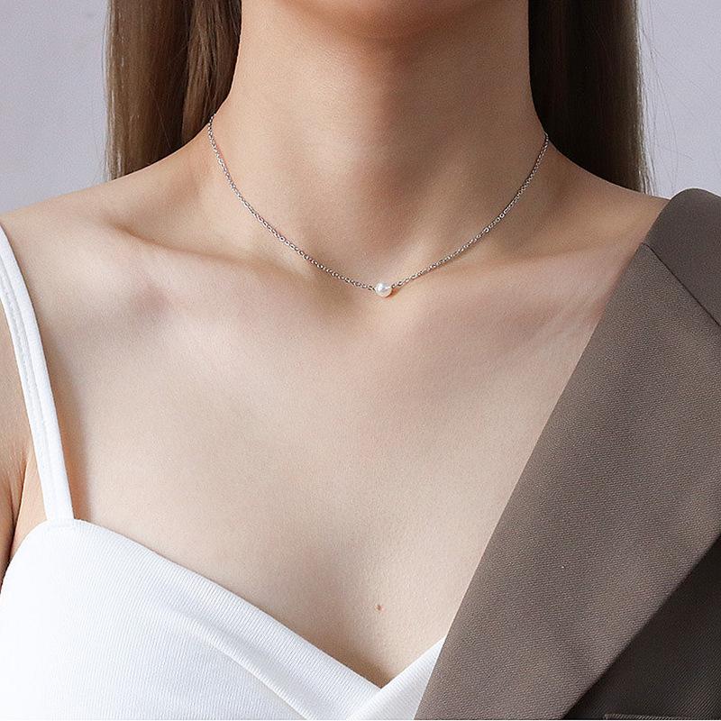 European and American Fashion, Simple Pearl Splicing Chain Necklace, Double-layer Women's Necklace Stacked with Wind Alloy Necklace