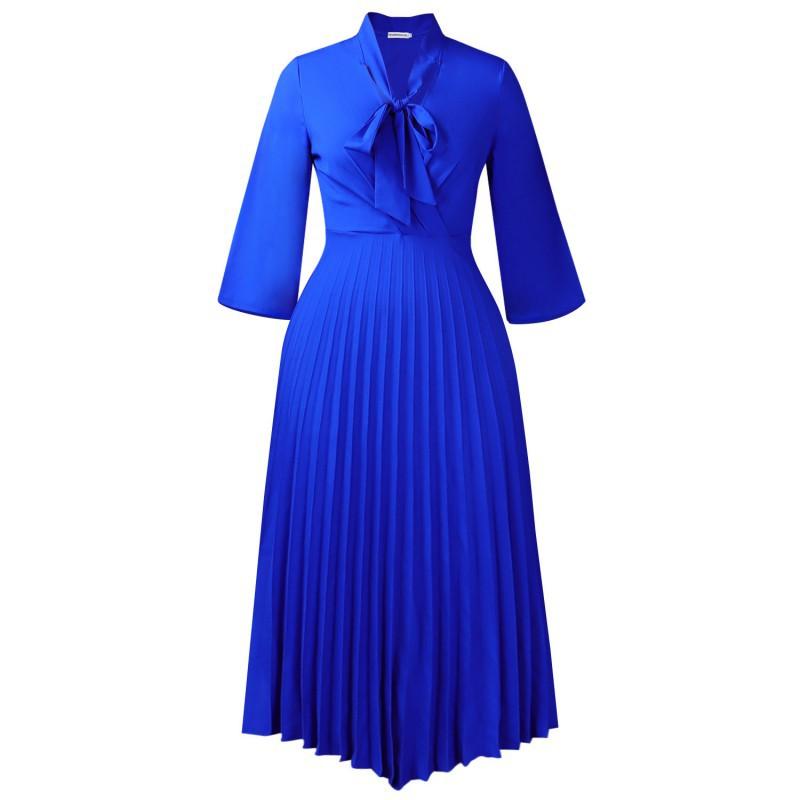 Seven-quarter Sleeve Lace Temperament Elegant Fashionable Irregular Skirt Pleated Dress L