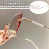 Neutral Fashion New Rimless Presbyopia Glasses Sweet Wind Cat Eye Large Frame Ladies Reading Glasses Anti-Blue Light Glasses